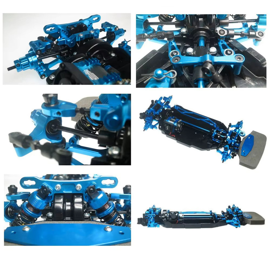 Tamiya Präzisions-CNC-Metall-Lenkbaugruppe für TT-02, Zubehör, Blau - Bild 3