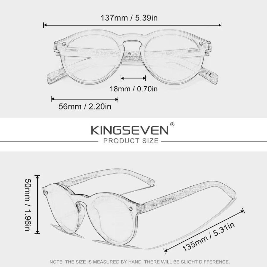 KINGSEVEN Sonnenbrille, Holz, rund, Vollrand, polarisiert, Unisex - Bild 2