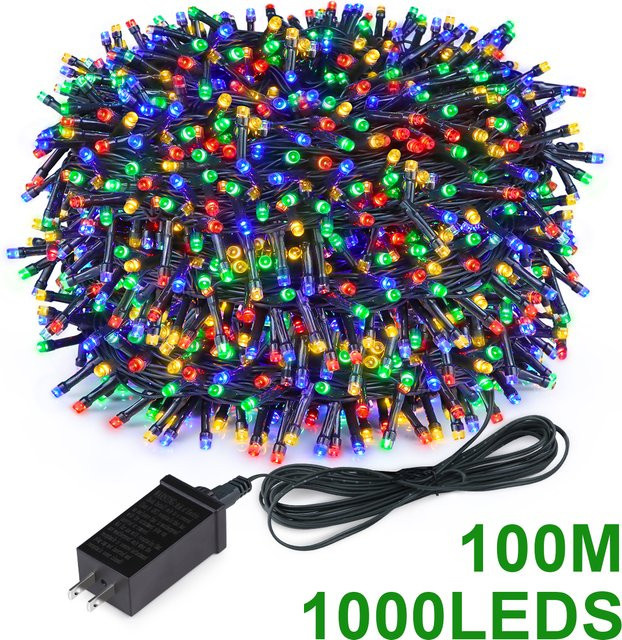 CHNAITEKE LED Vorhang-Lichterkette in Weiß und Multicolour für Weihnachten, Silvester, Hochzeit und Party, wasserdicht mit RGB-Effekt - Bild 1