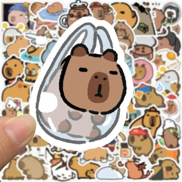 Niedliche Cartoon Capybara Aufkleber von Charile in Mehrfarbig für Laptop, Tagebuch und Spielzeug - Bild 1