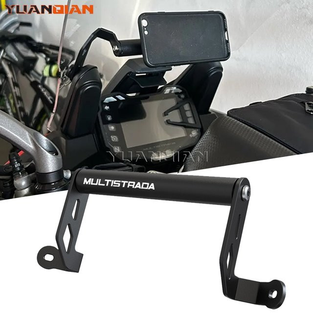 YUANQIAN Motorrad Handyhalterung für Ducati Multistrada 1200 S 1260 Enduro 950 V2 S (2015-2024) inklusive GPS Navigation Halterung, Schwarz - Bild 1