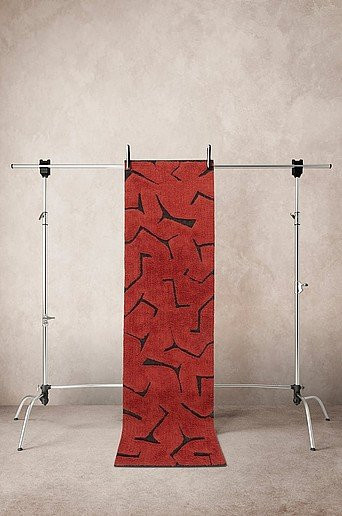 JUNIPER Baumwollteppich Handgetuftelt Abstrakt in Schwarz Orange Rot B: 70 cm, L: 250 cm - Bild 1