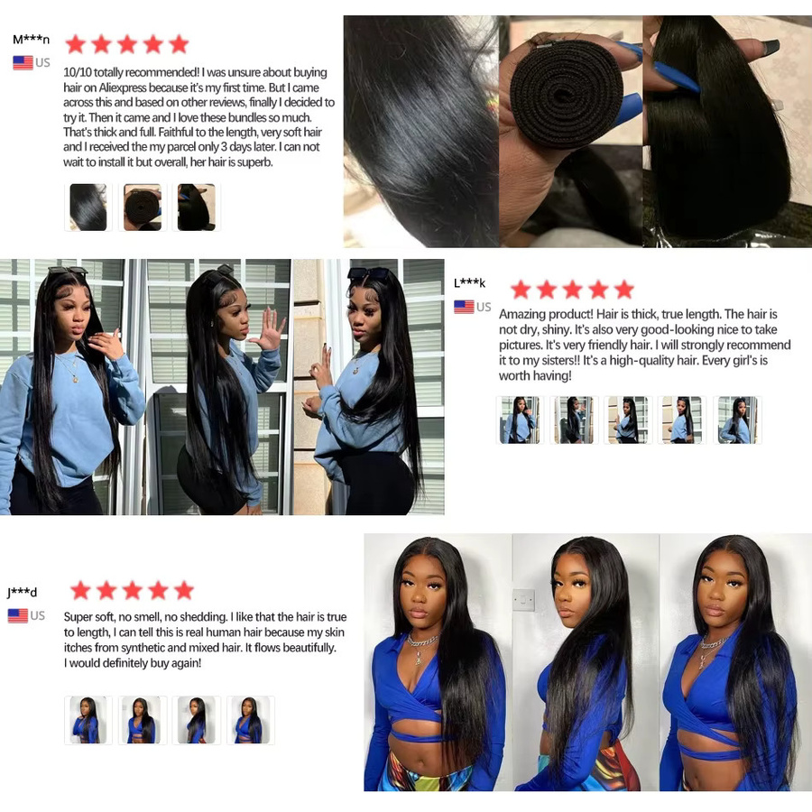 CORIIANA Haarbundles, 100 % Menschenhaar, Bone Straight, 30-34 Zoll - Bild 6