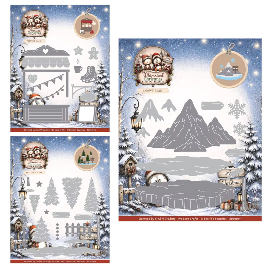 Festliches Wald-Stanzset aus Metall in Silber für Scrapbooking und Basteldekoration - Bild 2