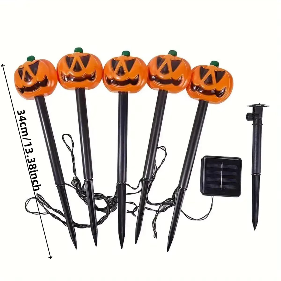 Peach Forest Halloween Kürbis Solar Gartenstecker Orange mit Pfahl zur Dekoration im Freien - Bild 3