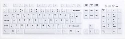 Active Key AK-C8100F Medical Key Funk Hygiene-Tastatur mit Silikonmembran, QWERTZ Deutsch, Weiß - Bild 1