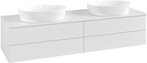 V&B Waschtischunterschrank Antao mit Frontstruktur und Beleuchtung, Farbe: Weiß, B: 160 cm, T: 50 cm - Bild 1