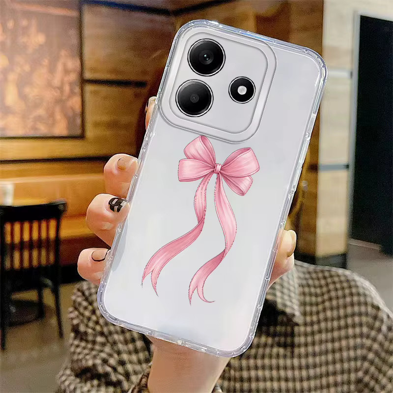 Weiche Handyhülle mit rosa Herz- und Schleifen-Design für Xiaomi Redmi Note 11 12 13 14 Pro Plus und weitere Modelle, Farbe: Pink/Mehrfarbig - Bild 2