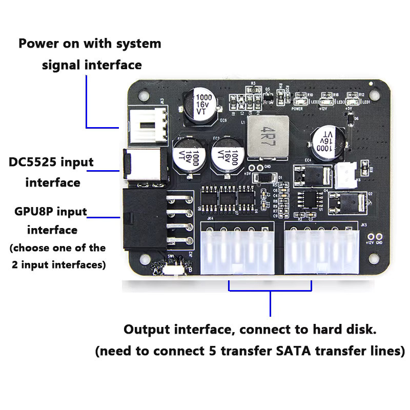 DEBROGLIE 200 W Pico Netzteil für HDD SSD und Mini-PC mit 12 VDC-SATA Anschluss in Schwarz - Bild 2