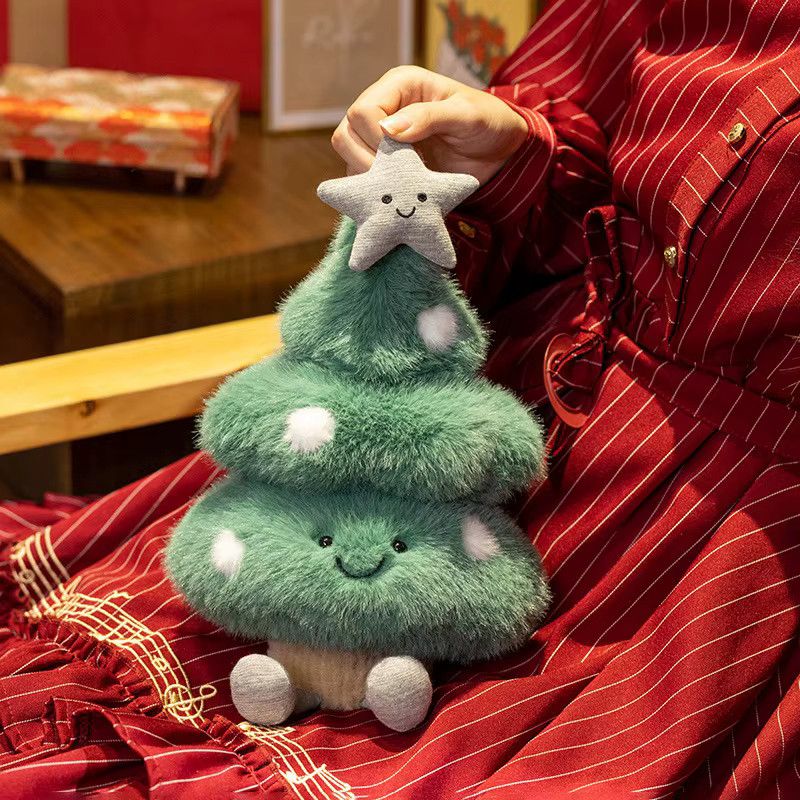 Kawaii Weihnachts Plüschtier Set von Potdemiel mit Baum, Schneekugel und grünem Apfel als weiche Stoffpuppen und kuschelige Weihnachtsdekoration für Mädchen - Bild 4