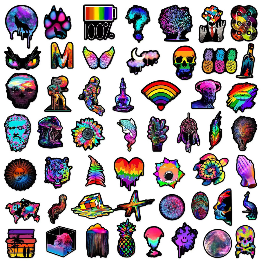 50 Stück bunte abstrakte Kunst-Graffiti-Aufkleber von Papery Pop Store für Laptop, Handyhülle und Gepäck - Bild 3