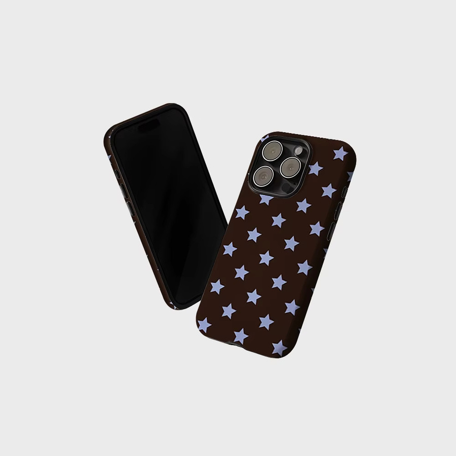 CaseLumi Matte Bumper Schutzhülle mit MagSafe für iPhone 17 16 15 Plus Pro Max in Dunkelbraun Himmelslicht-Sterne - Bild 2
