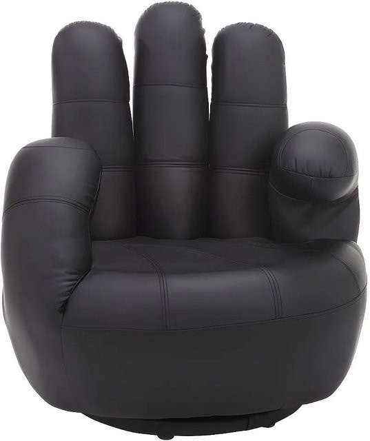 Vente-unique Sessel Catchy mit gerader Rückenlehne und Armlehnen in Schwarz aus Kunstleder, Höhe: 82 cm - Bild 1