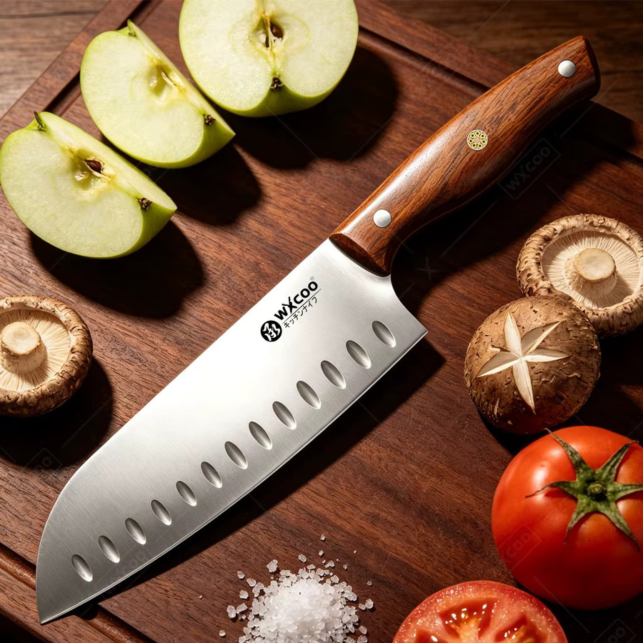 WXCOO Santoku-Messer Japanisches Küchenmesser aus Holz für Fleisch, Gemüse und Fisch - Bild 5