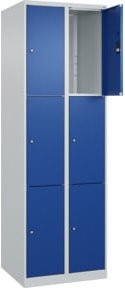C+P Schließfachschrank Classic PLUS mit 2 Abteilen, Farbe Lichtgrau und Enzianblau, B/T/H: 185 x 60 x 50 cm - Bild 1
