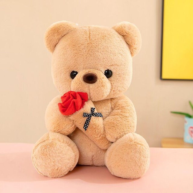 Yiran Health & Beauty Rosen Teddybär, Plüschtier, 23cm, Braun - Bild 1