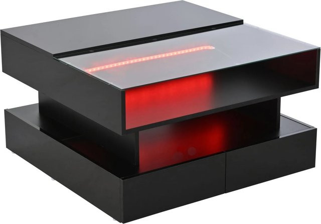 okwish Couchtisch mit höhenverstellbarer Lift-Funktion und LED-Beleuchtung in Schwarz, B/T/H: 80 x 80 x 45 cm - Bild 1