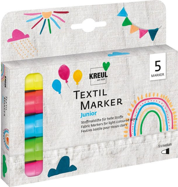 Kreul Textilmarker Junior Medium 5er Set Multicolor - Bild 1