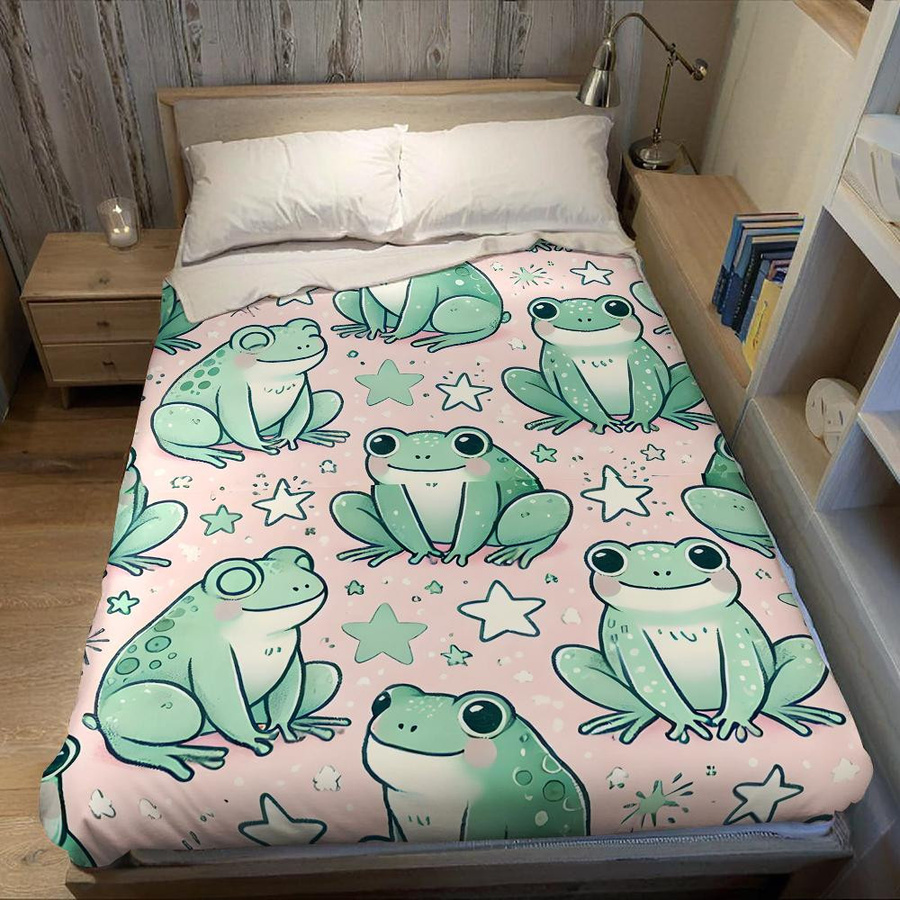 JMG Household Supplies Flanell Decke Rosa Stern Frosch Design, Weich und Warm, B/H: 70 x 100 cm - Bild 4