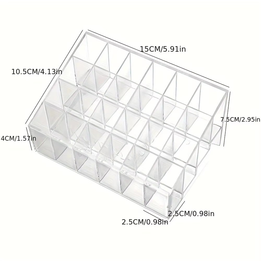 Kosmetik Organizer aus Acryl mit 24 Fächern für Lippenstift und Nagellack, transparent, B/T/H: 15,0 x 10,5 x 1,0 cm - Bild 2