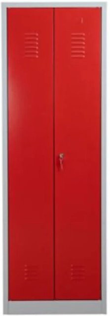 Proregal Metallspind Dolphin mit Zylindereschloss und Regalböden, Grau-Rot, H x B x T: 180 x 60 x 50 cm - Bild 1