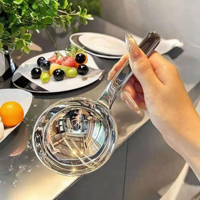 KuZHEN Parque Esslöffel aus Edelstahl in Silber, poliert, Kurzgriff Suppenkelle für Ramen und Bouillon - Bild 1