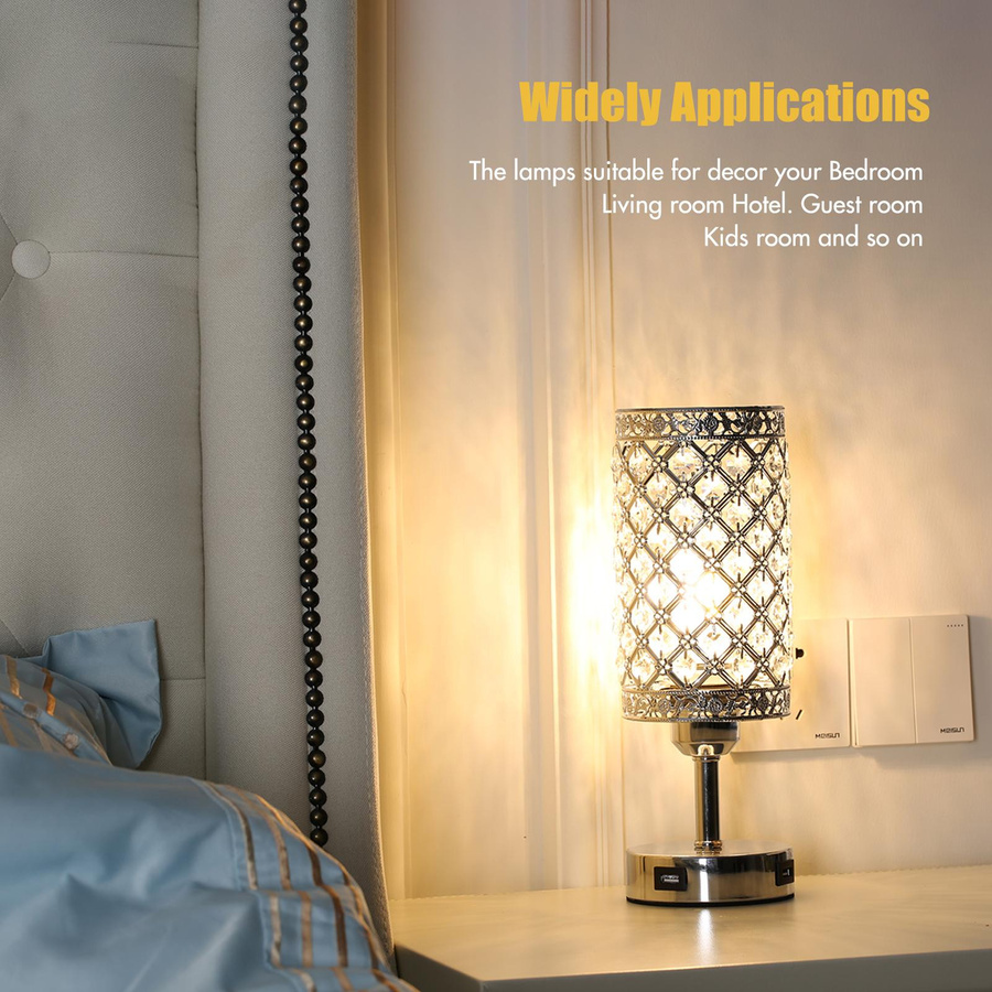 Tomshine Kristall Nachttischlampe in Silber mit LED, dimmbar und Touch-Funktion - Bild 2