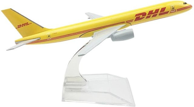 Fourall- Model Cars DHL Airways 777, Druckguss-Flugzeugmodell, Maßstab 1:16, Gelb - Bild 1