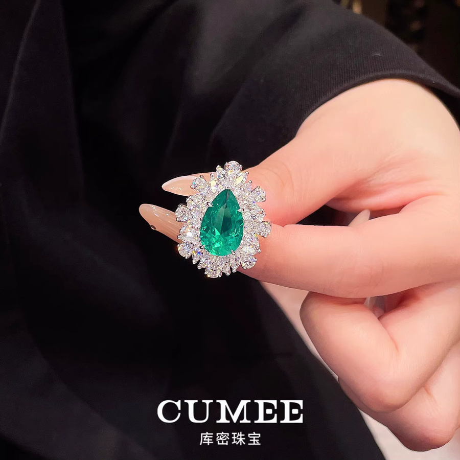 CUMEE Ring, Silber vergoldet, Smaragd, Damen - Bild 2