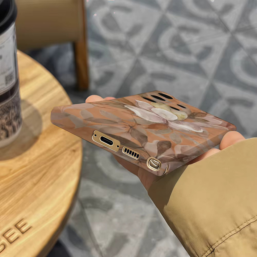 Stoßfeste Doppelschicht Handyhülle mit Blumen-Design für Samsung Galaxy S25 Ultra, S24 und S23 Ultra Plus in Terrakotta - Bild 5