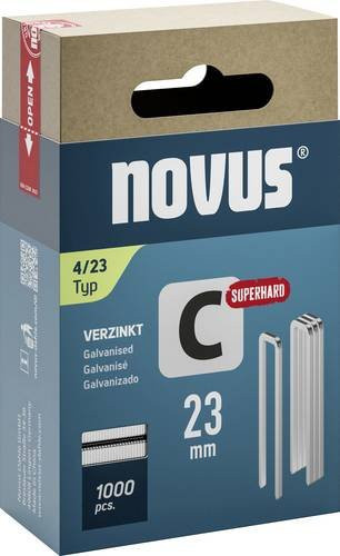 Novus Tools Schmalrückenklammern Typ 4, 1000 Stück, verzinkt, Silber, Länge: 23 mm, Breite: 6,1 mm - Bild 1