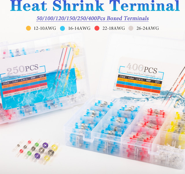 DIY GO Wasserdichte Lötdichtungshülsen Set mit Wärmeschrumpf-Zinn-Stoßverbinder für 26–10 AWG (0,25–6 mm) - Bild 1