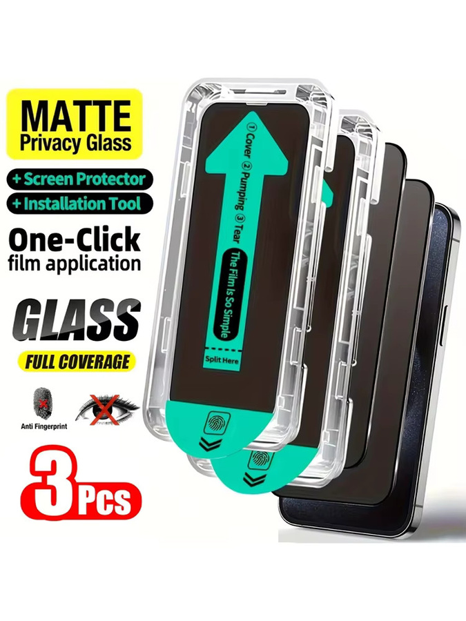 3er-Pack Privatsphäre Displayschutzfolie Matt für Apple iPhone 17 16 15 14 13 12 11 Pro Max XR XS Max X mit Staubschutz und einfacher Installation - Bild 5