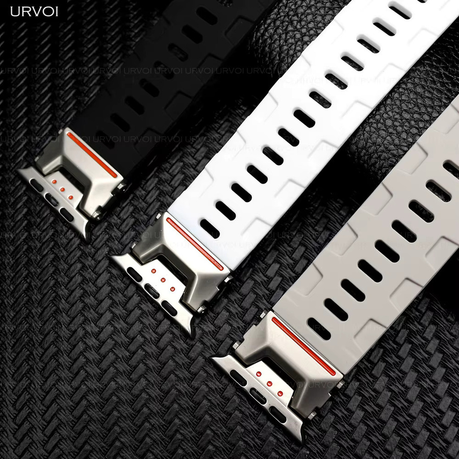 URVOI Uhrenarmband Silikon, Silber, 46 mm, Unisex - Bild 3