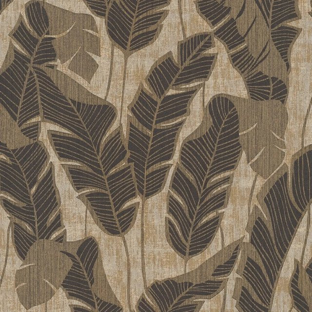 PROFHOME Natur Tapete Floral in Beige und Schwarz, glänzend, Art Nouveau Design, Vlies, Breite: 0,53 m, Länge: 10,05 m - Bild 1