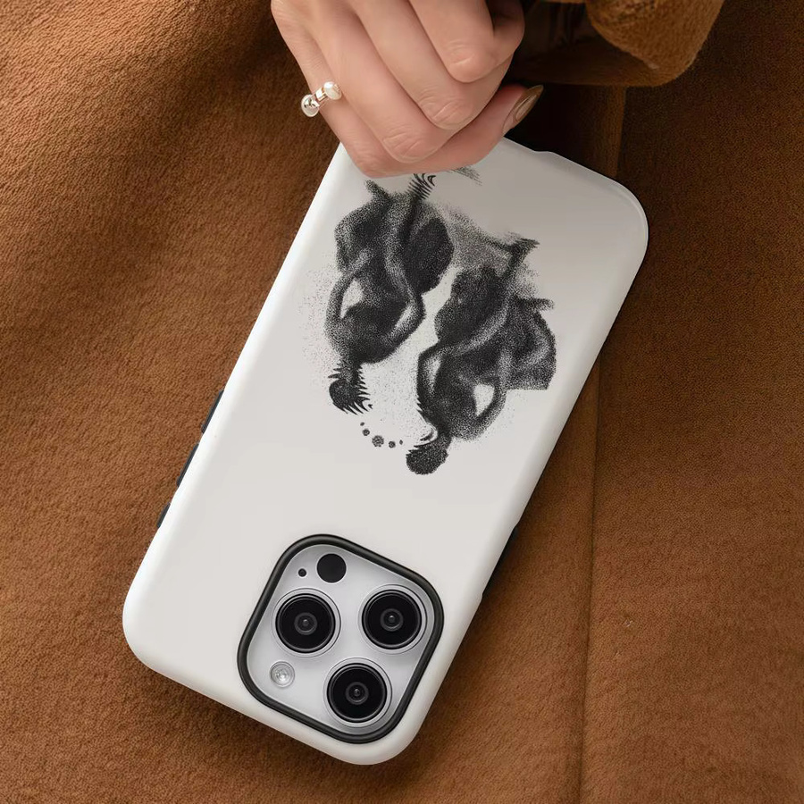 Lettera Q N-NAYT Handyhülle für iPhone 17 16 15 14 13 12 Pro Max Plus mit glänzender HD-Doppelschicht-Flüssigkeitshartschale in Weiß - Bild 4