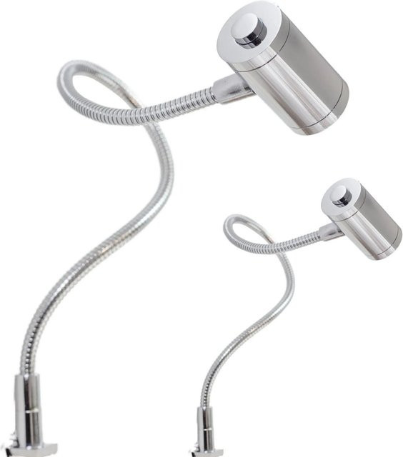 Kalb LED Bettleuchte 2er Set Silbergrau Chrom mit warmweißem Licht für das Schlafzimmer - Bild 1