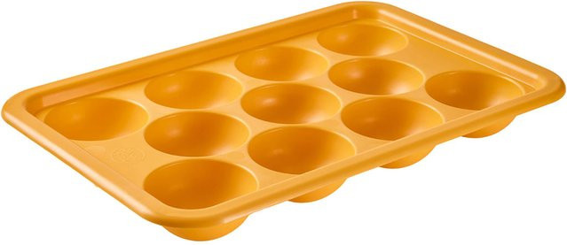 Scaritech Alveopizz Muffinbackform aus Silikon und Polypropylen in Orange und Gelb mit 11 runden Vertiefungen, 10 Stück Packung - Bild 1