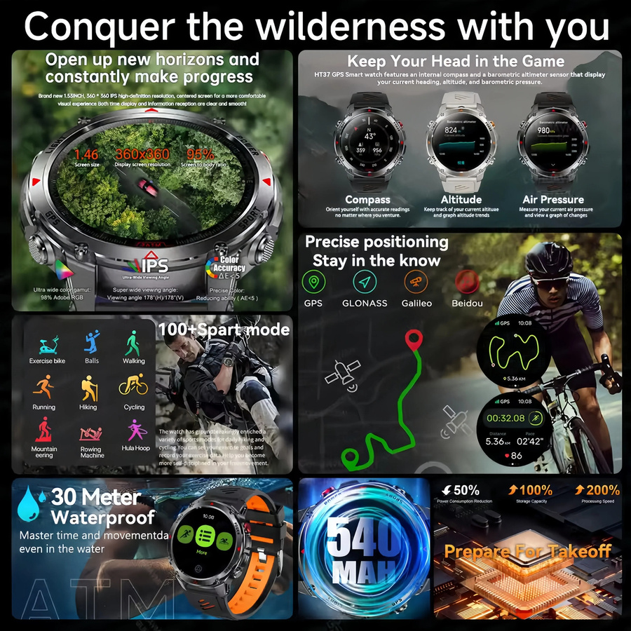 T-Rex 3 Ultra Smartwatch, GPS, Schwarz, Silikon, Herren - Bild 2