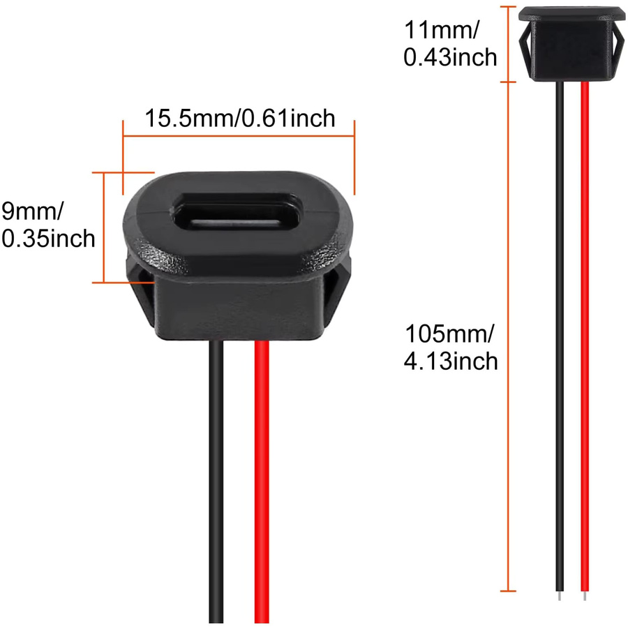 AOKIN 20 Stück USB-C Buchsenstecker mit 2-poligem Anschluss in Schwarz - Bild 3