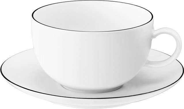 Seltmann Weiden Milchkaffeetasse mit Untertasse Lido Black Line, Schwarz-Weiß, 350 ml - Bild 1