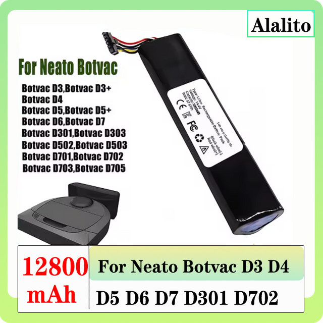 Neato Ersatz Akku Li-Ion für Saugroboter D3 D4 D5 D6 D7, 14,4 V, 12800 mAh, Schwarz - Bild 1