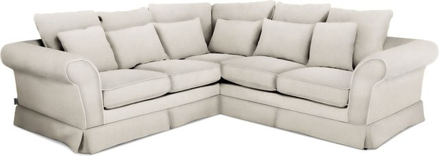 Polsterecke SANSIBAR LIVING NYBORG in Beige mit Stoffbezug und Eichen-Elementen, U-Form, B: 250 cm, T: 19 cm, H: 70 cm - Bild 1