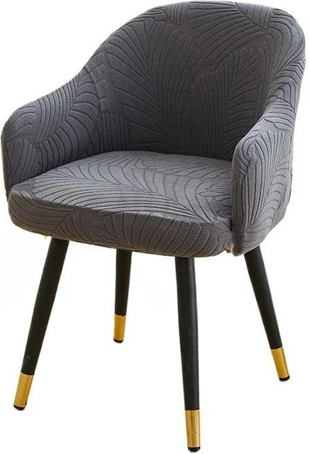 Rutschfester Jacquard-Stuhlbezug für Hochsessel mit Blättermuster in Grau, elastischer Schonbezug für Esszimmer und Wohnzimmer - Bild 1
