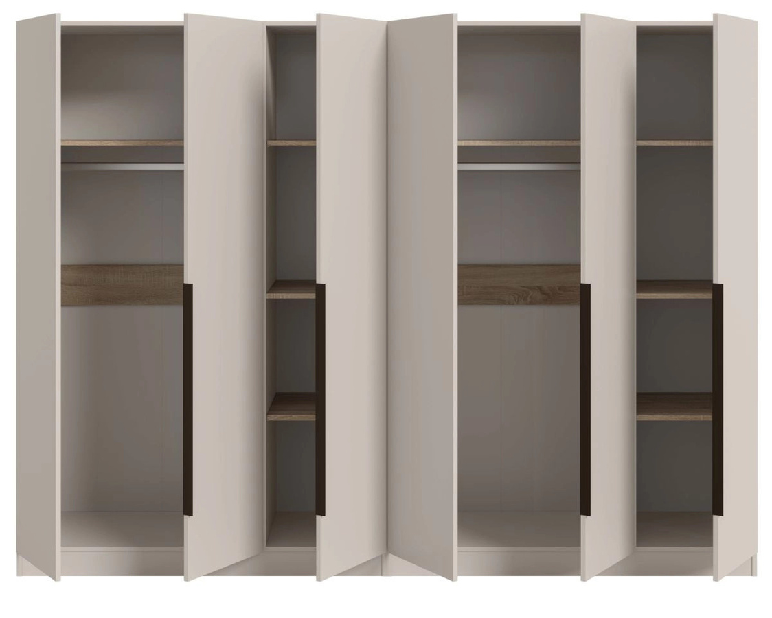 6-türiger Kleiderschrank Swan in Kaschmir, modern und matt, B/H: 181 x 240 cm - Bild 4
