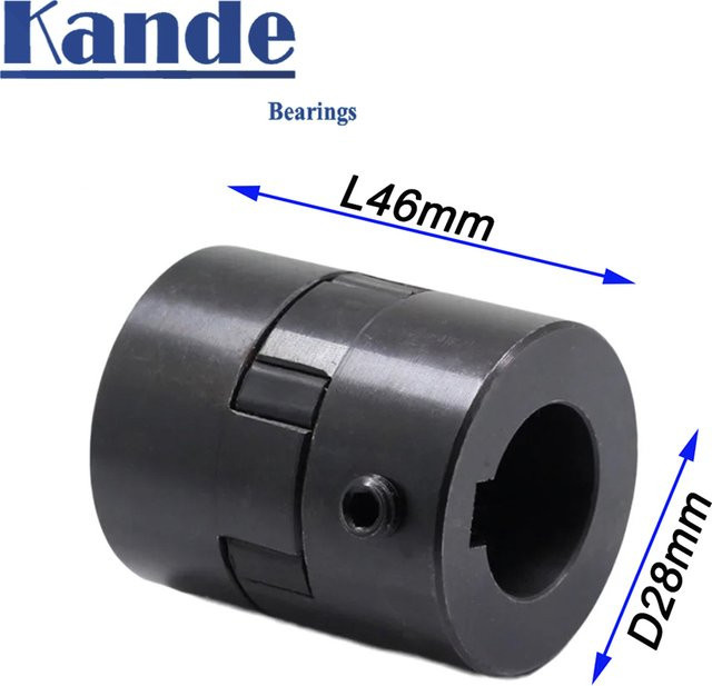 Kande L-Typ Zwei-Backen-Kupplung aus Stahl in Schwarz, Länge: 46 mm, Durchmesser: 28 mm, Bohrung: 8/10/12/14/15/16 mm für Servomotoren und CNC-Gravurmaschinen - Bild 1