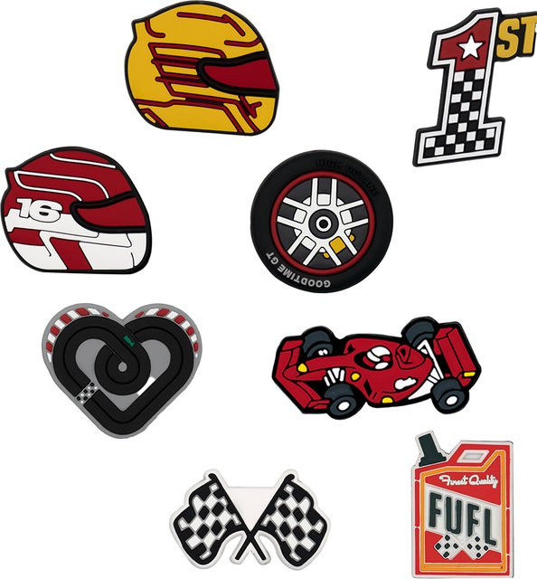 Schuhcharms Rennwagen, Reifen, Helme, PVC, Unisex - Bild 1