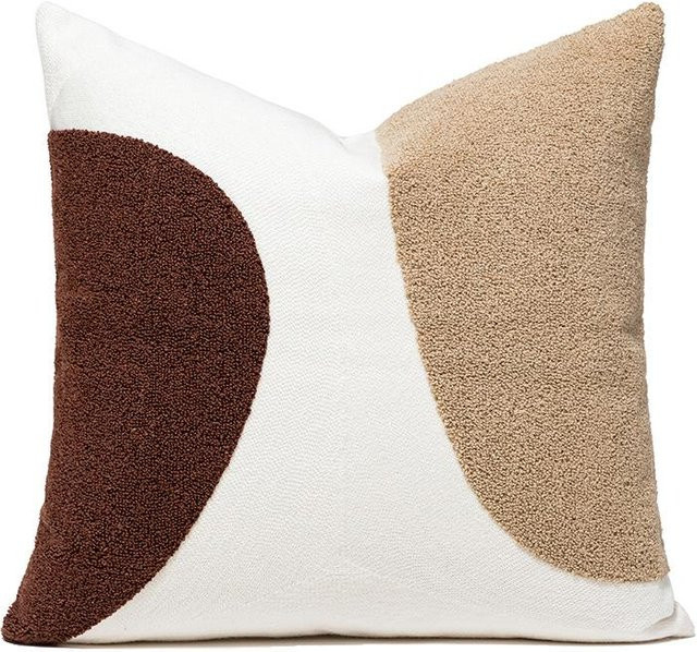 Dekoratives Nordic Kissen mit Strickoptik von JMG Clothing, quadratisch, B/B: 45 x 45 cm, Farben: Braun und Weiß - Bild 1