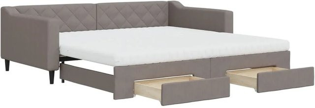 vidaXL Schlafsofa mit Ausziehfunktion und Schubladen, Beige/Grau, B/T/H: 100 x 200 cm - Bild 1