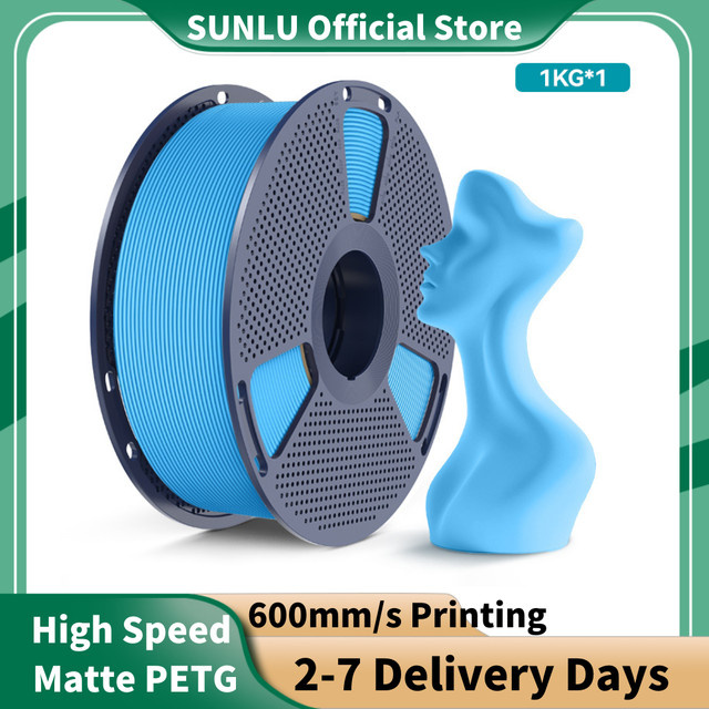 SUNLU Matt-PETG-Filament Blau, 1,75 mm, 1 kg für Hochgeschwindigkeits-FDM-Druck bis 600 mm/s - Bild 1